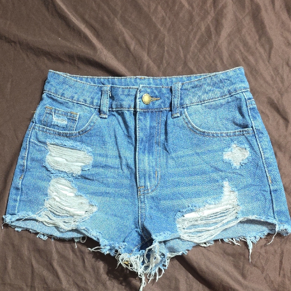 SHEIN Ripped Blue Jean Shorts
